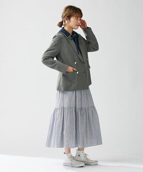 Le temps riche(ルタンリッシュ)の「ティアードロングスカート <Le temps riche>(スカート・レディース・ブルー/ストライプ・M/L/LL)」の3枚目の写真