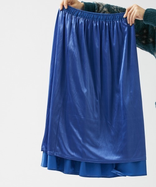 Le temps riche(ルタンリッシュ)の「ティアードロングスカート <Le temps riche>(スカート・レディース・ブルー/ストライプ・M/L/LL)」の10枚目の写真