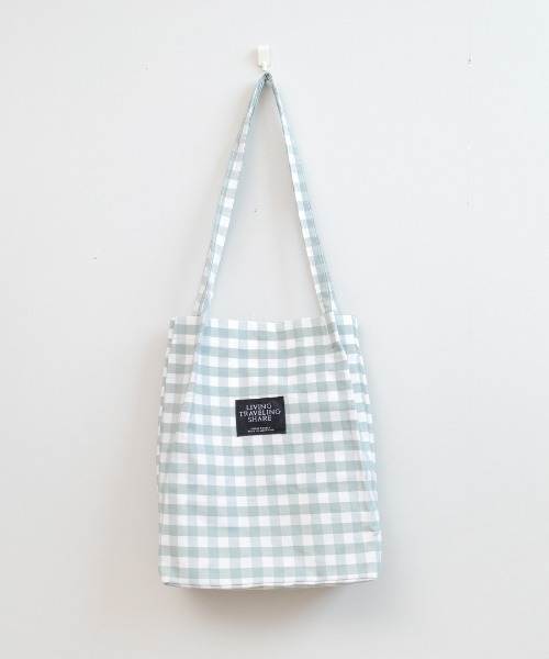セール】ギンガムチェック ロゴキャンバストートバッグ（トートバッグ
