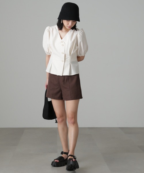 FREE'S MART（フリーズマート）の「◆ハイウエストギンガムショートパンツ（その他パンツ・レディース・ブラック/ブラウン系その他/ベージュ系その他・SMALL/MEDIUM）」の21枚目の写真