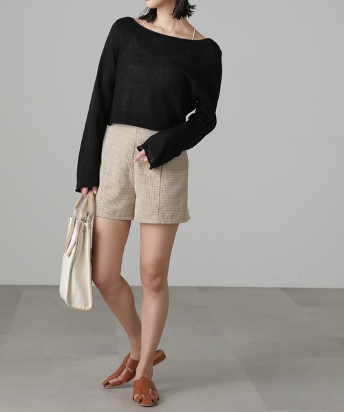 FREE'S MART（フリーズマート）の「◆ハイウエストギンガムショートパンツ（その他パンツ・レディース・ブラック/ブラウン系その他/ベージュ系その他・SMALL/MEDIUM）」の6枚目の写真