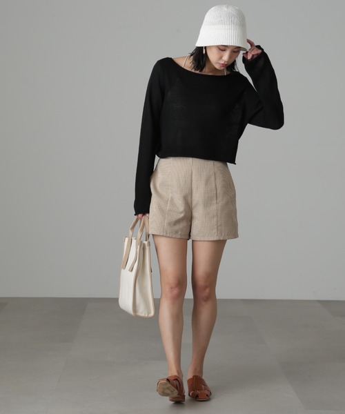 FREE'S MART（フリーズマート）の「◆ハイウエストギンガムショートパンツ（その他パンツ・レディース・ブラック/ブラウン系その他/ベージュ系その他・SMALL/MEDIUM）」の13枚目の写真