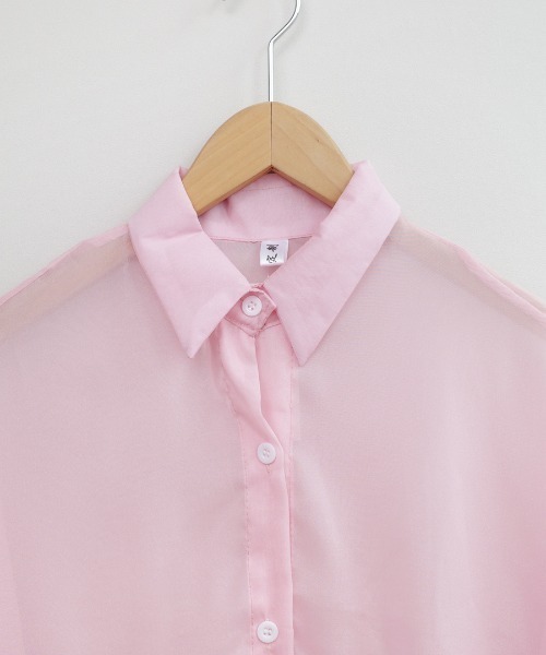 Stola. シースルー　シアーシャツ　長袖シャツ 春夏秋　今の時期に！ シャツブラウス シースルー トップス 長袖 レディース 襟付き