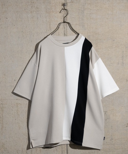 Naive magic(ナイーブマジック)の「【a】とろみポンチ ボディ切替 スリット BIG TEE(Tシャツ/カットソー・メンズ・ホワイト/グレイッシュベージュ/ブラック・MEDIUM/LARGE)」の3枚目の写真