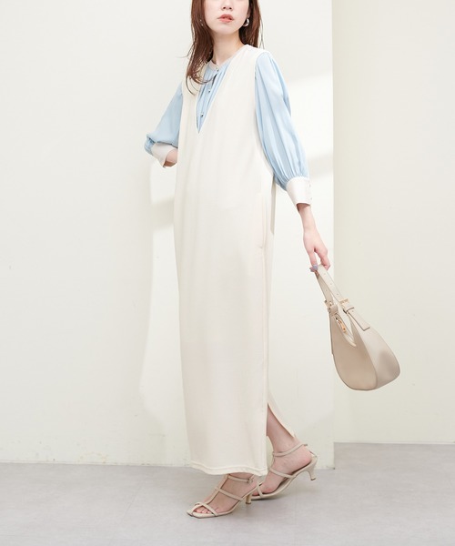 natural couture(ナチュラルクチュール)の「Vネックワンピース(ワンピース・レディース・アイボリー/グレイッシュベージュ/ブラック・FREE)」の18枚目の写真