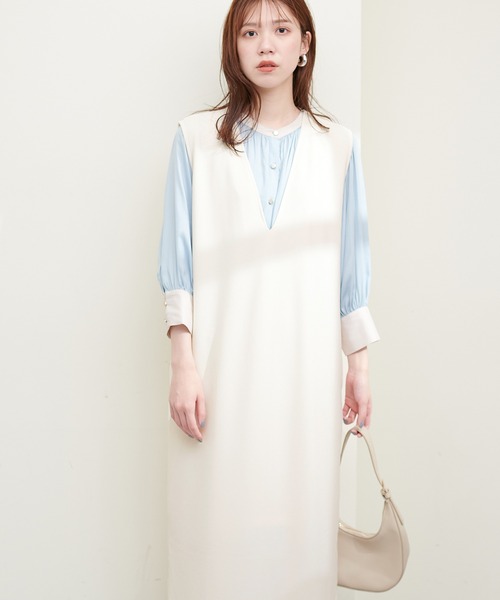 natural couture(ナチュラルクチュール)の「Vネックワンピース(ワンピース・レディース・アイボリー/グレイッシュベージュ/ブラック・FREE)」の15枚目の写真