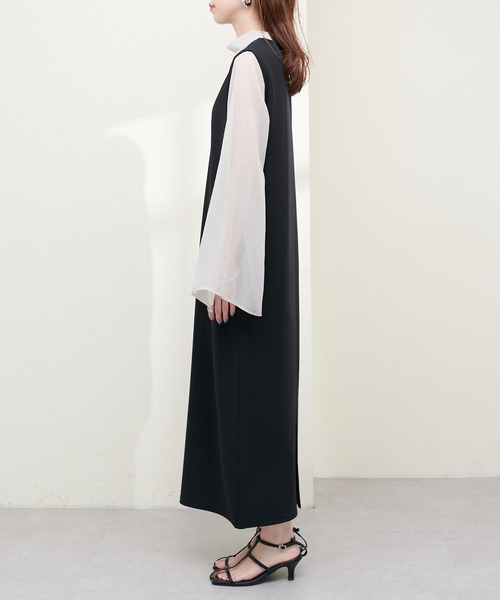 natural couture(ナチュラルクチュール)の「Vネックワンピース(ワンピース・レディース・アイボリー/グレイッシュベージュ/ブラック・FREE)」の12枚目の写真