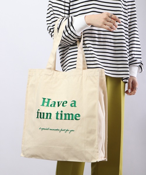 FUNALIVE(ファンアライブ)の「JOUET JOUET ロゴ刺繍カラフルトートバッグ(トートバッグ・レディース・ブラック/グレイッシュブルー/ミント/ピンク/アイボリー・FREE)」の6枚目の写真