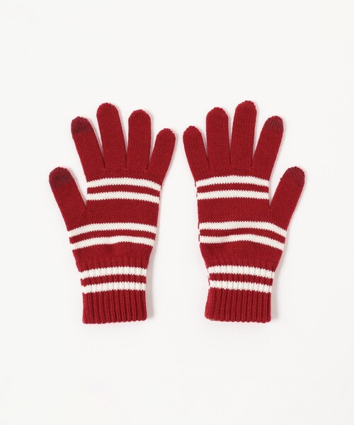 BEAMS BOY(ビームスボーイ)の「INFIELDER DESIGN × BEAMS BOY / ボーダー グローブ(手袋・レディース・ブラウン/レッド/ブルー・ONE SIZE)」の10枚目の写真