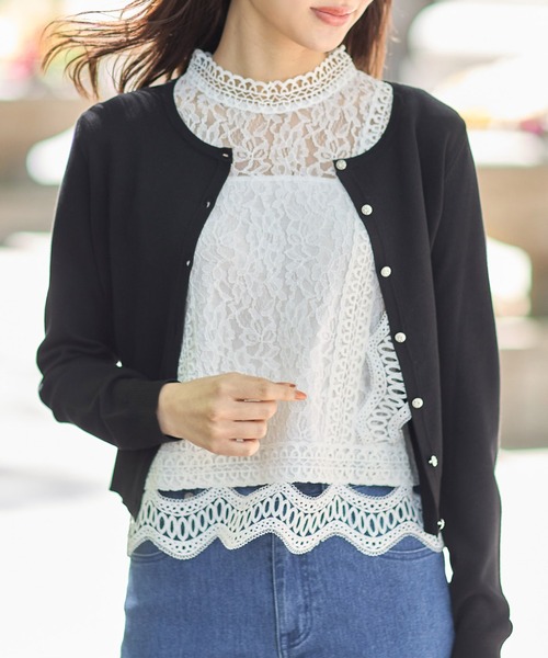 tocco closet(トッコ クローゼット)の「UVカット&接触冷感♪クリアビジュー釦カーディガン(カーディガン/ボレロ・レディース・オフホワイト/ブラック/サックスブルー・M)」の2枚目の写真