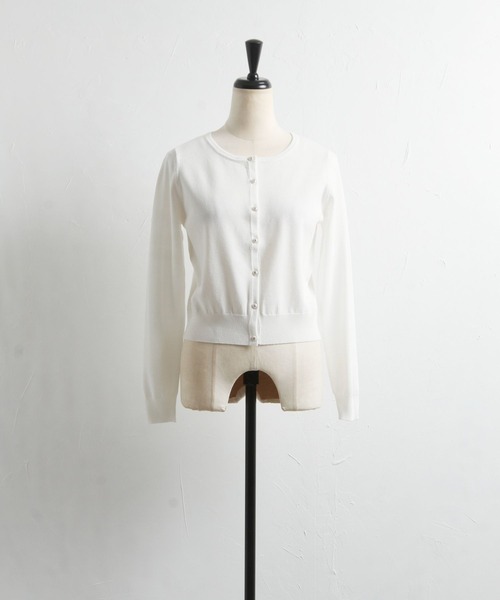 tocco closet(トッコ クローゼット)の「UVカット&接触冷感♪クリアビジュー釦カーディガン(カーディガン/ボレロ・レディース・オフホワイト/ブラック/サックスブルー・M)」の19枚目の写真