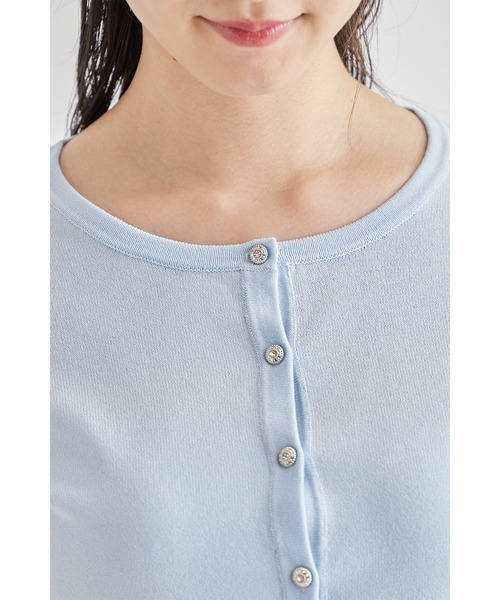 tocco closet(トッコ クローゼット)の「UVカット&接触冷感♪クリアビジュー釦カーディガン(カーディガン/ボレロ・レディース・オフホワイト/ブラック/サックスブルー・M)」の16枚目の写真