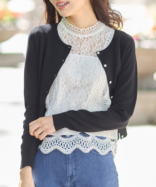 tocco closet(トッコ クローゼット)の「UVカット&接触冷感♪クリアビジュー釦カーディガン(カーディガン/ボレロ・レディース・オフホワイト/ブラック/サックスブルー・M)」の11枚目の写真