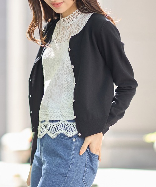 tocco closet(トッコ クローゼット)の「UVカット&接触冷感♪クリアビジュー釦カーディガン(カーディガン/ボレロ・レディース・オフホワイト/ブラック/サックスブルー・M)」の12枚目の写真