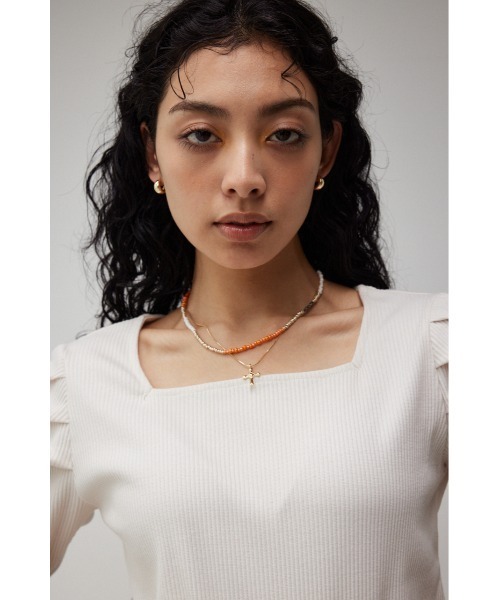 AZUL by moussy(アズールバイマウジー)の「ビーズ2連ネックレス(ネックレス・レディース・ブラック/オレンジ・FREE)」の10枚目の写真