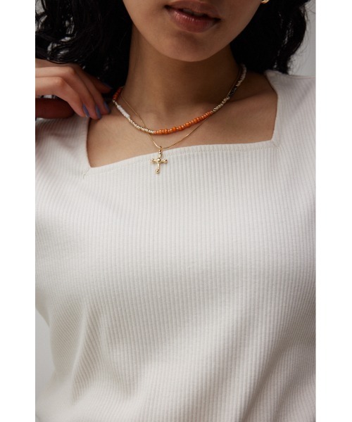 AZUL by moussy(アズールバイマウジー)の「ビーズ2連ネックレス(ネックレス・レディース・ブラック/オレンジ・FREE)」の11枚目の写真