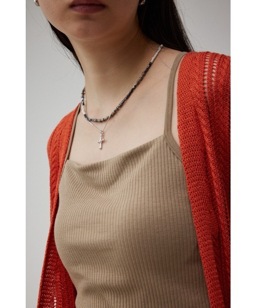 AZUL by moussy(アズールバイマウジー)の「ビーズ2連ネックレス(ネックレス・レディース・ブラック/オレンジ・FREE)」の6枚目の写真