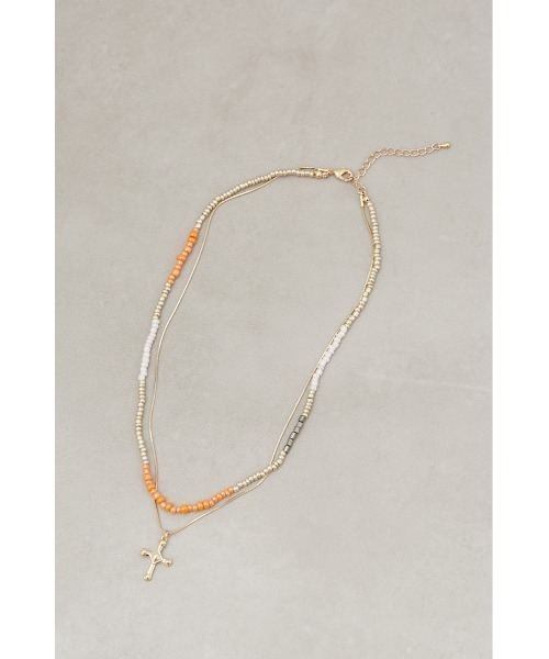 AZUL by moussy(アズールバイマウジー)の「ビーズ2連ネックレス(ネックレス・レディース・ブラック/オレンジ・FREE)」の14枚目の写真