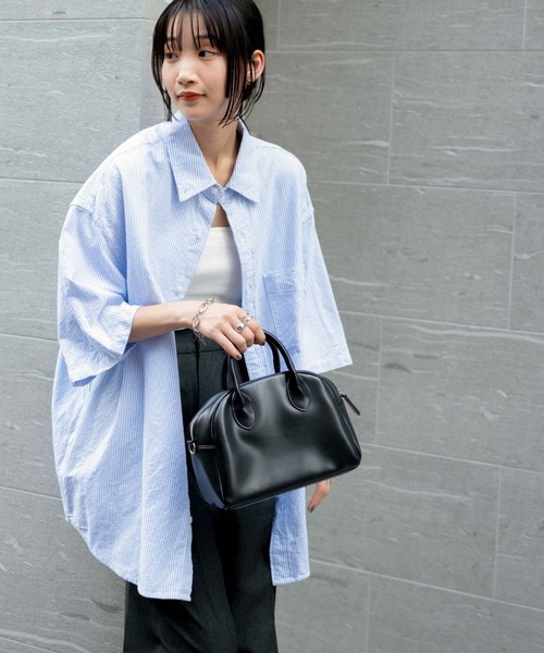 WEGO(ウィゴー)の「WEGO/コットンオックス半袖BIGシャツ(シャツ/ブラウス・メンズ・ホワイト/サックスブルー/グリーン系その他4/ブルー系その他4・MEDIUM/LARGE)」の4枚目の写真