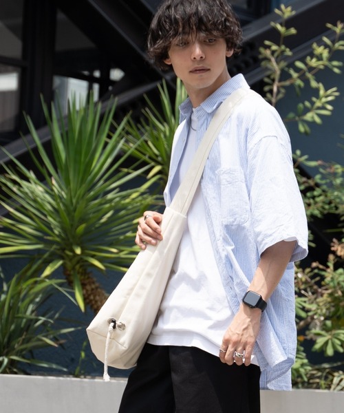 WEGO(ウィゴー)の「WEGO/コットンオックス半袖BIGシャツ(シャツ/ブラウス・メンズ・ホワイト/サックスブルー/グリーン系その他4/ブルー系その他4・MEDIUM/LARGE)」の9枚目の写真