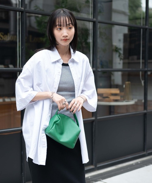 WEGO(ウィゴー)の「WEGO/コットンオックス半袖BIGシャツ(シャツ/ブラウス・メンズ・ホワイト/サックスブルー/グリーン系その他4/ブルー系その他4・MEDIUM/LARGE)」の6枚目の写真