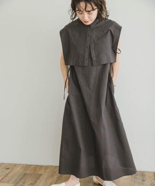 ITEMS URBANRESEARCH(アイテムズ アーバンリサーチ)の「ベストセットワンピース(ワンピース・レディース・ブルー/チャコールグレー・FREE)」の3枚目の写真