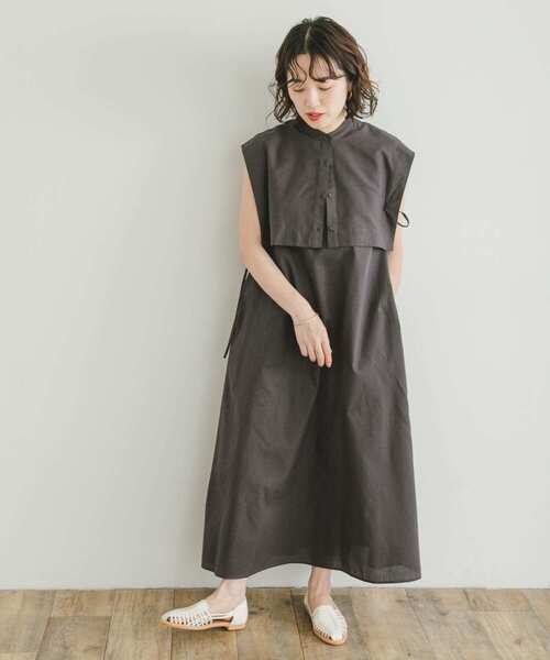 ITEMS URBANRESEARCH(アイテムズ アーバンリサーチ)の「ベストセットワンピース(ワンピース・レディース・ブルー/チャコールグレー・FREE)」の7枚目の写真