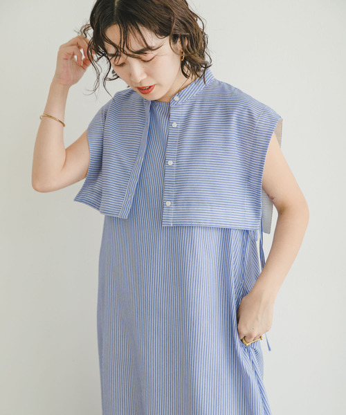 ITEMS URBANRESEARCH(アイテムズ アーバンリサーチ)の「ベストセットワンピース(ワンピース・レディース・ブルー/チャコールグレー・FREE)」の8枚目の写真