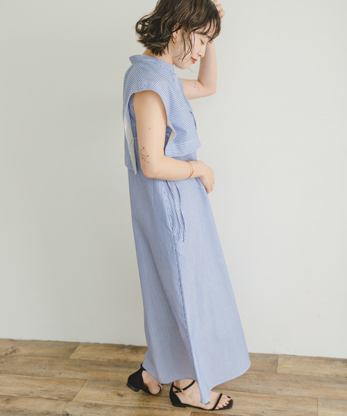 ITEMS URBANRESEARCH(アイテムズ アーバンリサーチ)の「ベストセットワンピース(ワンピース・レディース・ブルー/チャコールグレー・FREE)」の11枚目の写真