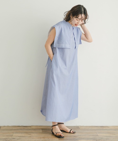 ITEMS URBANRESEARCH(アイテムズ アーバンリサーチ)の「ベストセットワンピース(ワンピース・レディース・ブルー/チャコールグレー・FREE)」の12枚目の写真