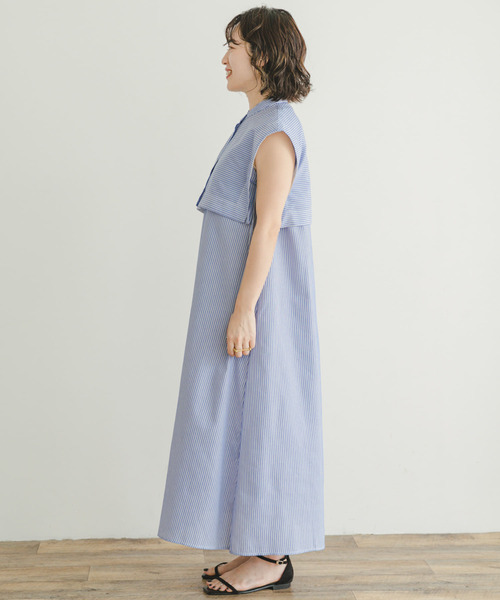 ITEMS URBANRESEARCH(アイテムズ アーバンリサーチ)の「ベストセットワンピース(ワンピース・レディース・ブルー/チャコールグレー・FREE)」の16枚目の写真