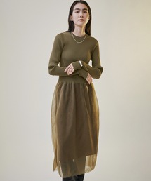 SALON adam et rope' | リブコンシャスチュールドッキングワンピース(ワンピース)