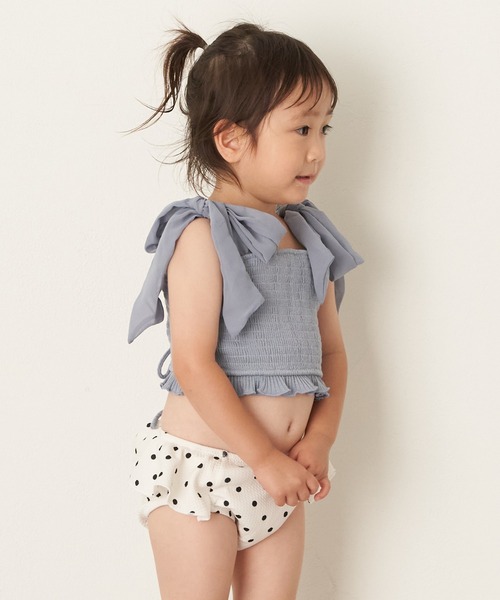 Chico(チコ)の「【WEB限定/水着】Kids 肩リボンBACK開きトップス(水着・キッズ・ホワイト系その他3/ブルー/ホワイト系その他2/イエロー系その他2・110/130)」の4枚目の写真