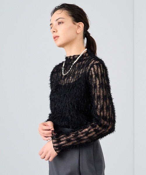 アナイ フェザーチュールモックネック プルオーバー ANAYI tシャツ フェザーチュールモックネック プルオーバー