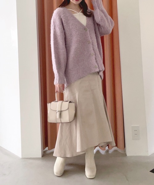 mysty woman(ミスティウーマン)の「ブークレーシャギーカーディガン 973366(カーディガン/ボレロ・レディース・ブルー/モカ/オフホワイト/ピンク系その他・FREE)」の21枚目の写真