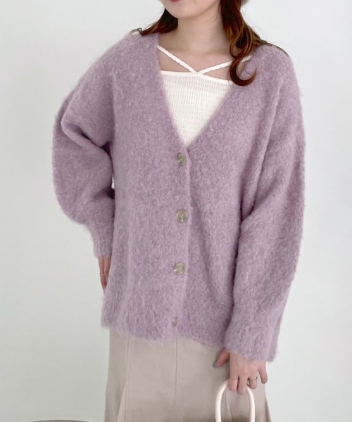 mysty woman(ミスティウーマン)の「ブークレーシャギーカーディガン 973366(カーディガン/ボレロ・レディース・ブルー/モカ/オフホワイト/ピンク系その他・FREE)」の22枚目の写真