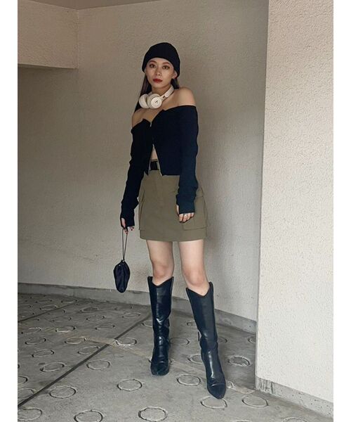 EVRIS（エヴリス）の「ベルトカーゴミニスカート（スカート・レディース・ブラック/カーキ・SMALL/MEDIUM）」の8枚目の写真