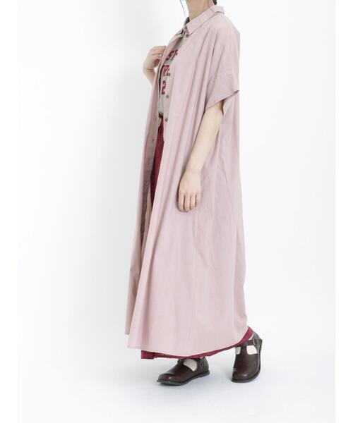 Samansa Mos2（サマンサ モスモス）の「ロングシャツワンピース（ワンピース・レディース・グリーン/モカ/ブラック/ピンク/チャコールグレー・F）」の20枚目の写真