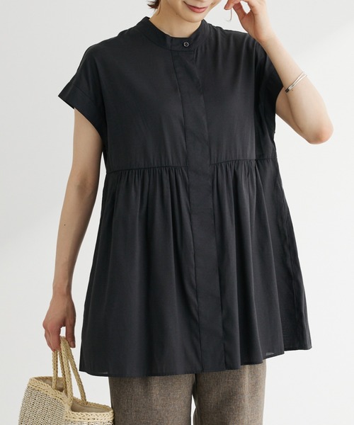 Green　Parks（グリーンパークス）の「接触冷感　フレンチスリーブチュニック（チュニック・レディース・ブラック/カーキ/ホワイト系その他2・FREE）」の2枚目の写真