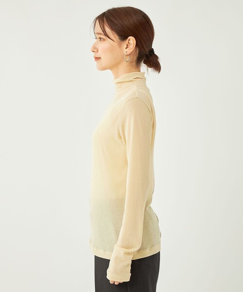 green label relaxing（グリーンレーベルリラクシング）の「［size SHORTあり］シアー メロー タートル プルオーバー カットソー（Tシャツ/カットソー・レディース・イエロー/ダークグレー/ライトブルー/オフホワイト・FREE/SHORT）」の20枚目の写真