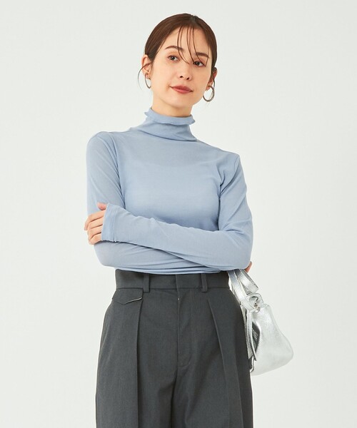green label relaxing（グリーンレーベルリラクシング）の「［size SHORTあり］シアー メロー タートル プルオーバー カットソー（Tシャツ/カットソー・レディース・イエロー/ダークグレー/ライトブルー/オフホワイト・FREE/SHORT）」の13枚目の写真