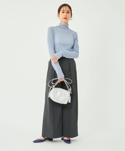 green label relaxing（グリーンレーベルリラクシング）の「［size SHORTあり］シアー メロー タートル プルオーバー カットソー（Tシャツ/カットソー・レディース・イエロー/ダークグレー/ライトブルー/オフホワイト・FREE/SHORT）」の11枚目の写真