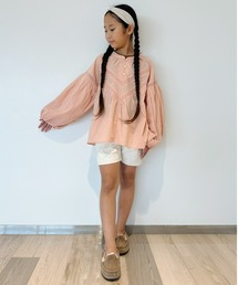 CIAOPANIC TYPY | 【KIDS】レース切替コットンボイルボリュームスリーブ2WAYブラウス(シャツ/ブラウス)