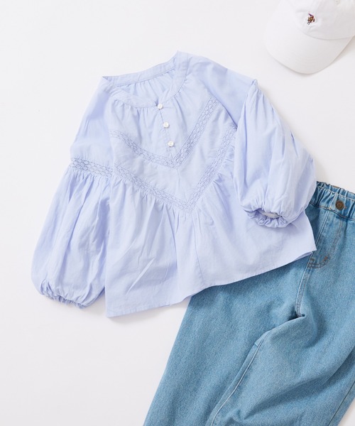 CIAOPANIC TYPY（チャオパニックティピー）の「【KIDS】レース切替コットンボイルボリュームスリーブ2WAYブラウス（シャツ/ブラウス・キッズ・ブラウン/ピンク/ブルー・S/M/L/XL/XXL）」の22枚目の写真