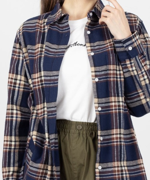 NAVY（ネイビー）の「ネルチェックシャツ（シャツ/ブラウス・レディース・ブラウン/ブラック/ネイビー/マスタード/レッド・L/M）」の13枚目の写真
