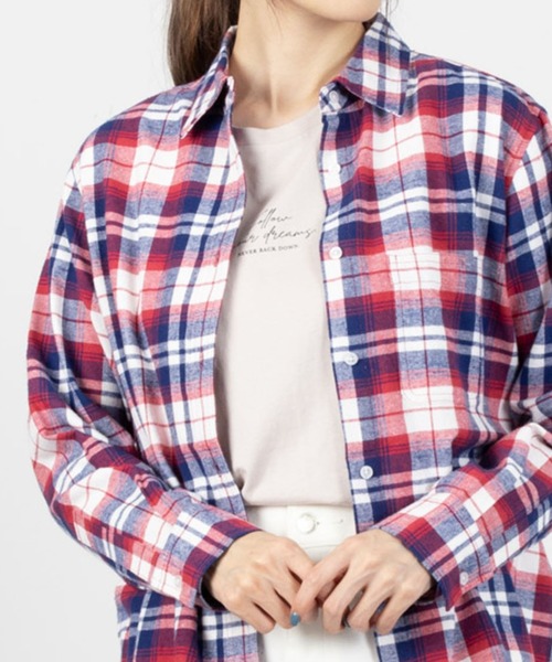NAVY（ネイビー）の「ネルチェックシャツ（シャツ/ブラウス・レディース・ブラウン/ブラック/ネイビー/マスタード/レッド・L/M）」の21枚目の写真