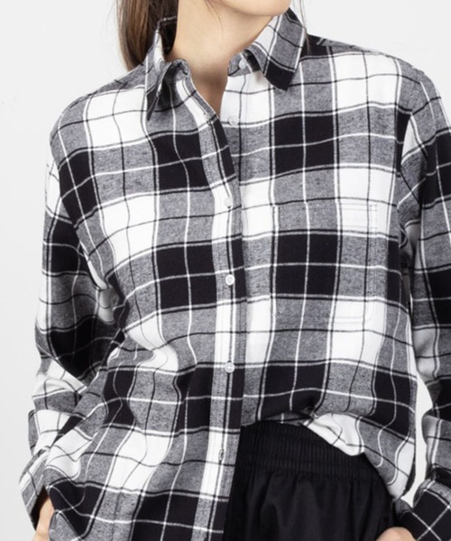 NAVY（ネイビー）の「ネルチェックシャツ（シャツ/ブラウス・レディース・ブラウン/ブラック/ネイビー/マスタード/レッド・L/M）」の7枚目の写真