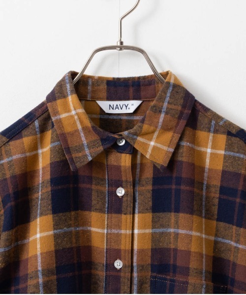 NAVY（ネイビー）の「ネルチェックシャツ（シャツ/ブラウス・レディース・ブラウン/ブラック/ネイビー/マスタード/レッド・L/M）」の15枚目の写真