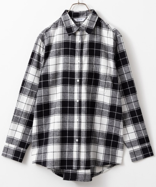 NAVY（ネイビー）の「ネルチェックシャツ（シャツ/ブラウス・レディース・ブラウン/ブラック/ネイビー/マスタード/レッド・L/M）」の6枚目の写真