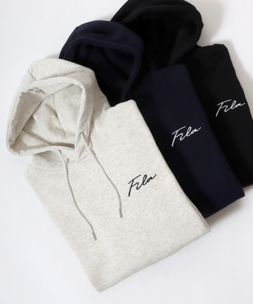 FILA（フィラ）の「FILA（フィラ）ワンポイントロゴ刺繍 無地 裏起毛スウェットパーカー メンズ レディース/長袖プルオーバー フーディー（パーカー・メンズ・アッシュグレー/ネイビー系1/ネイビー/ホワイト/ブラック/ブラック系その他・L/LL/M）」の5枚目の写真